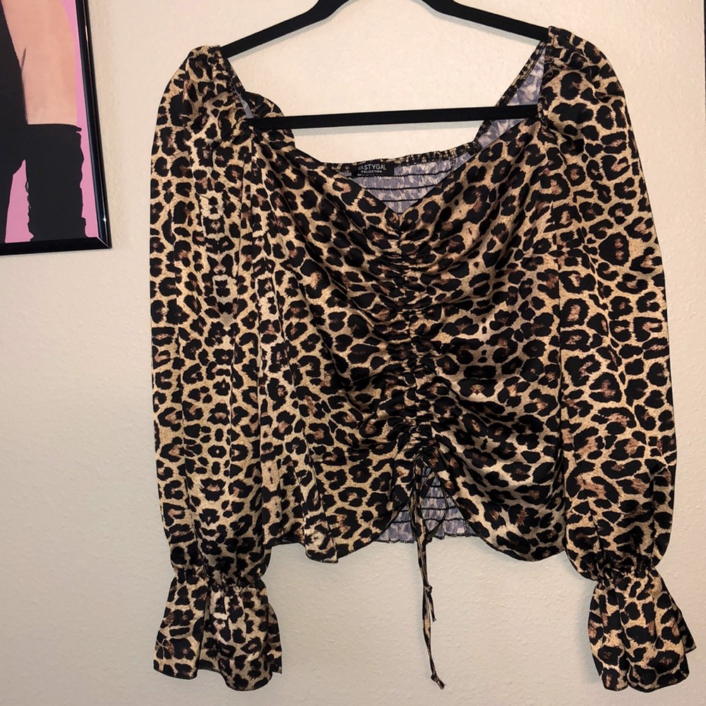 Nasty Gal Leopard Satin Top